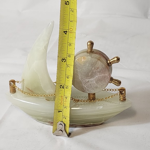 Decorative Collectible Ship Clock Desk Mentel Marble Onyx Handmade Imported NEW - Picture 6 of 9